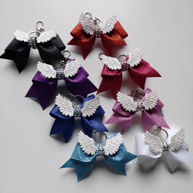 Tiny cheer bows keychain